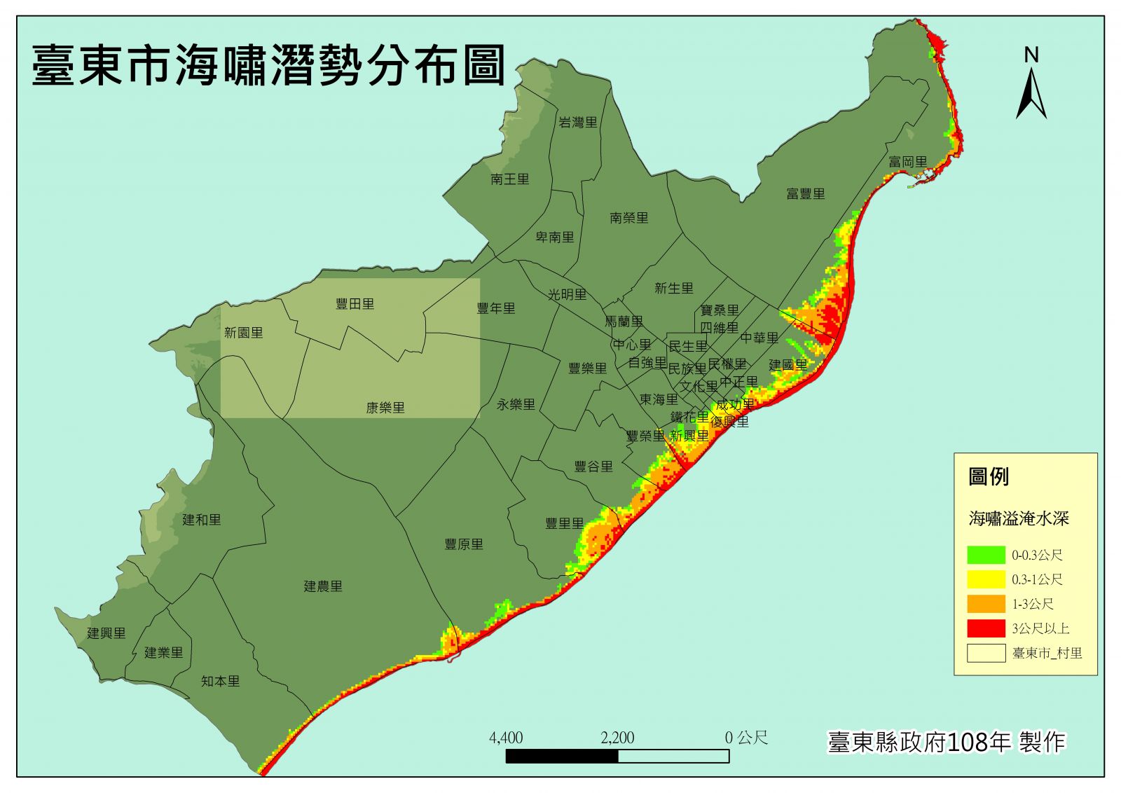 臺東市海嘯潛勢圖的圖片